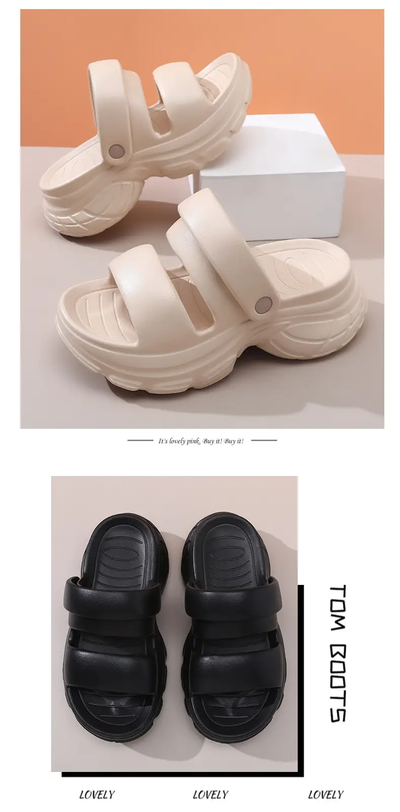 Thick-soled slippers women's summer outdoor wear non-slip breathable slippers platform cake bottom wear-resistant EVA non-stinky feet beach sandals — feature 12