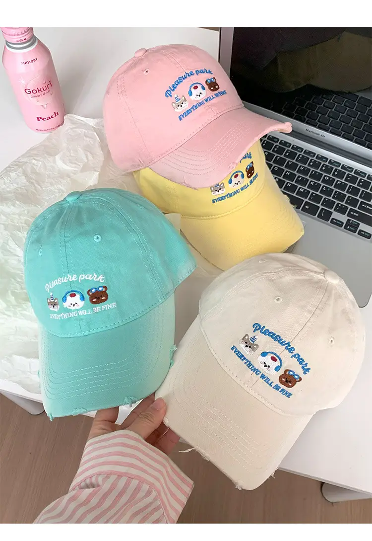 Women Yellow Cartoon Baseball Cap with Face Design — feature 10