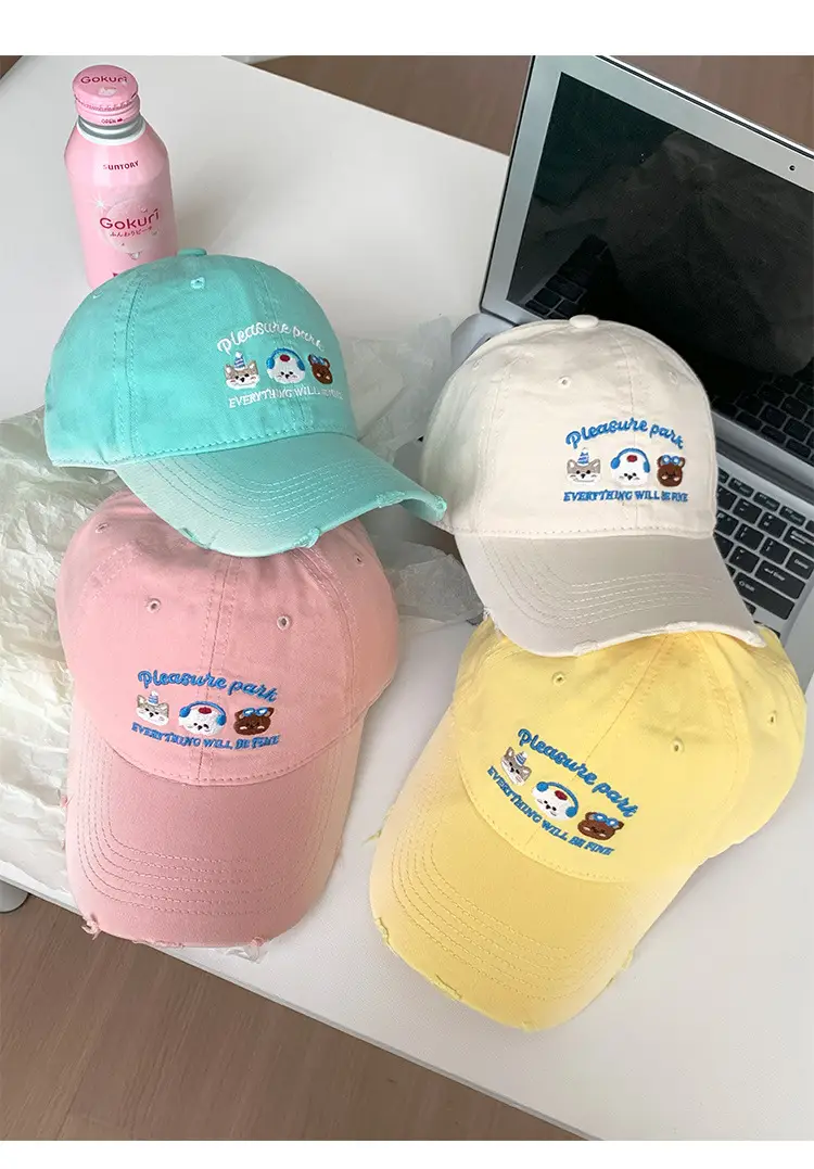 Women Yellow Cartoon Baseball Cap with Face Design — feature 9