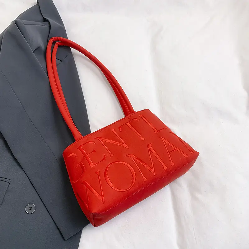 Gentle Woman Letter Embroidered Nylon Shoulder Bag