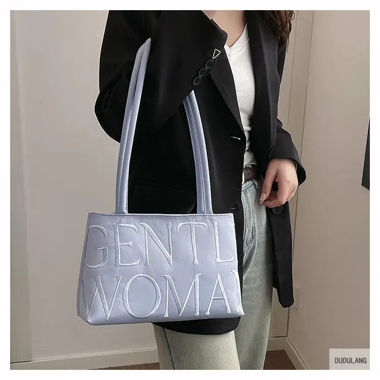 Gentle Woman Letter Embroidered Nylon Shoulder Bag — feature 10