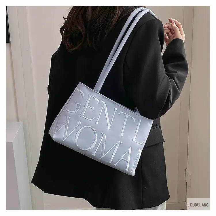 Gentle Woman Letter Embroidered Nylon Shoulder Bag — feature 11