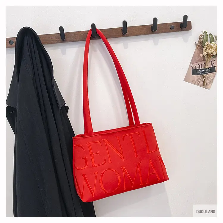 Gentle Woman Letter Embroidered Nylon Shoulder Bag — feature 18