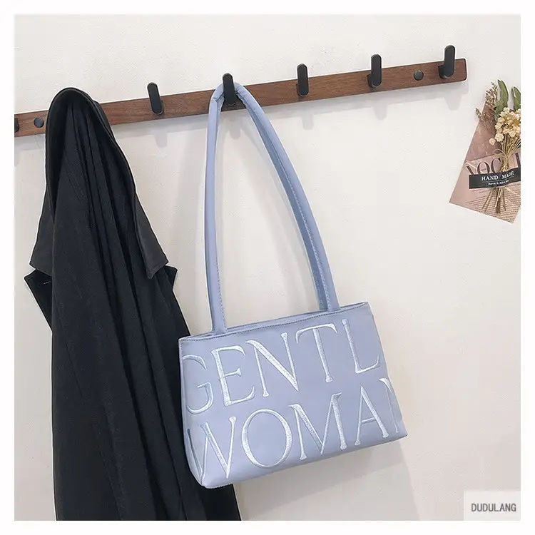 Gentle Woman Letter Embroidered Nylon Shoulder Bag — feature 19