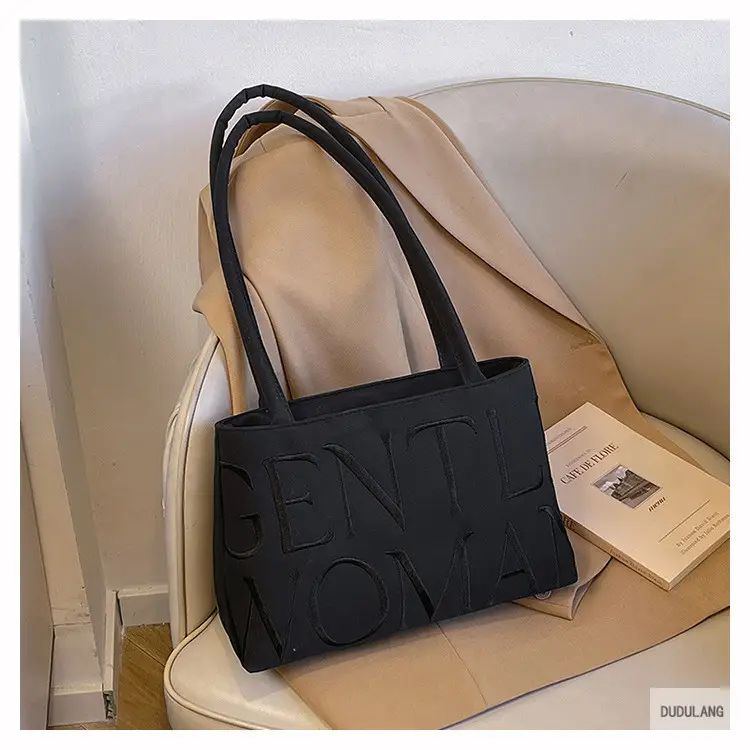 Gentle Woman Letter Embroidered Nylon Shoulder Bag — feature 21