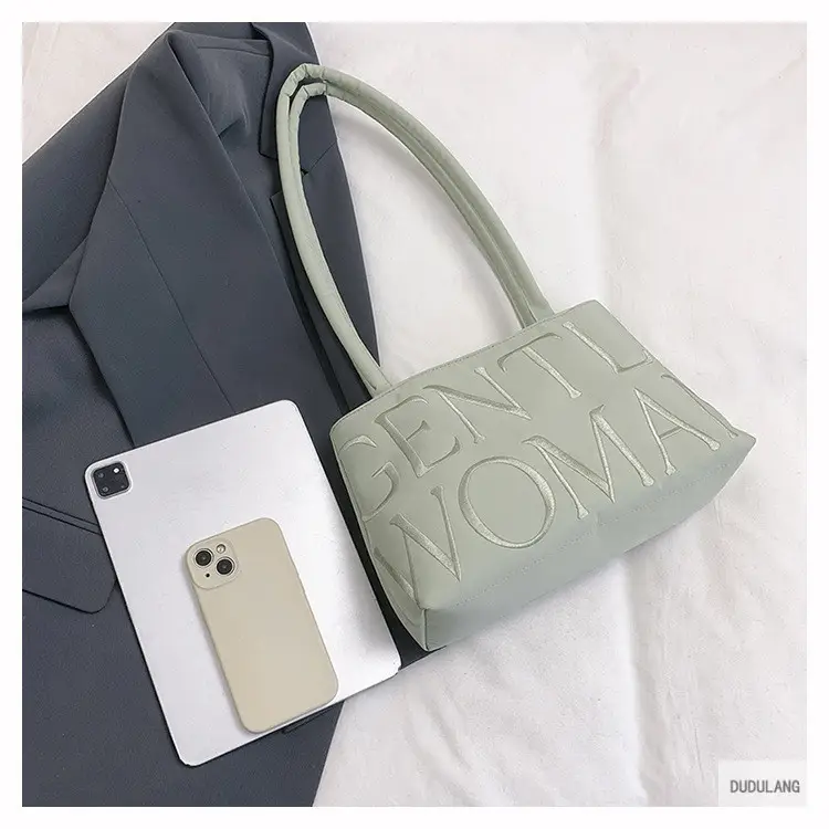 Gentle Woman Letter Embroidered Nylon Shoulder Bag — feature 6