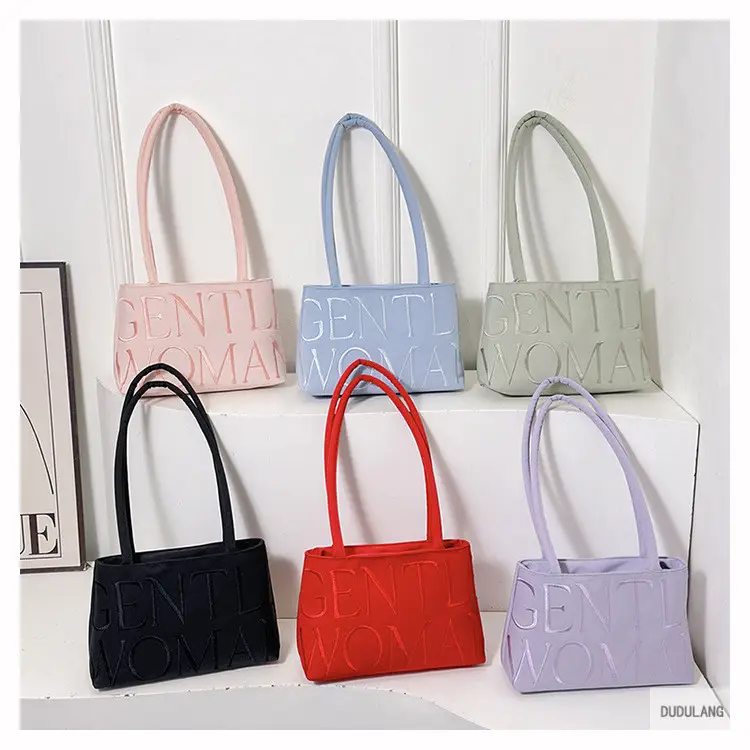 Gentle Woman Letter Embroidered Nylon Shoulder Bag — feature 9
