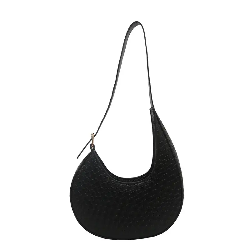 Maroon Retro Woven Crescent Shoulder Bag Women 2025 - Image 2