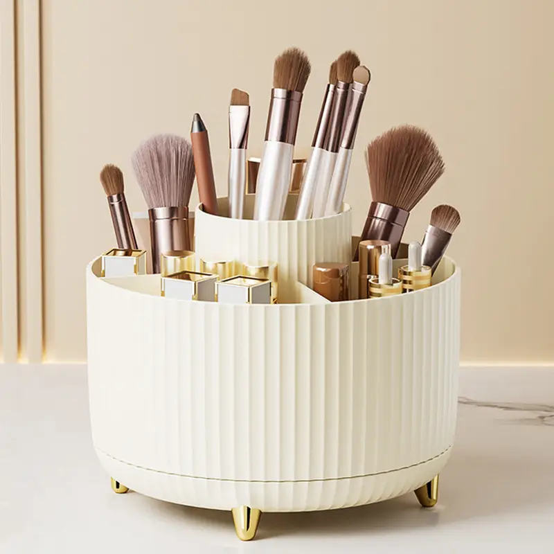 Blue Rotating Makeup Brush Storage Tube for Desk