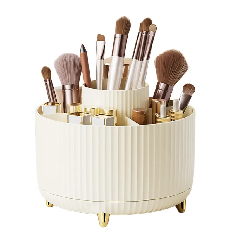 Blue Rotating Makeup Brush Storage Tube for Desk
