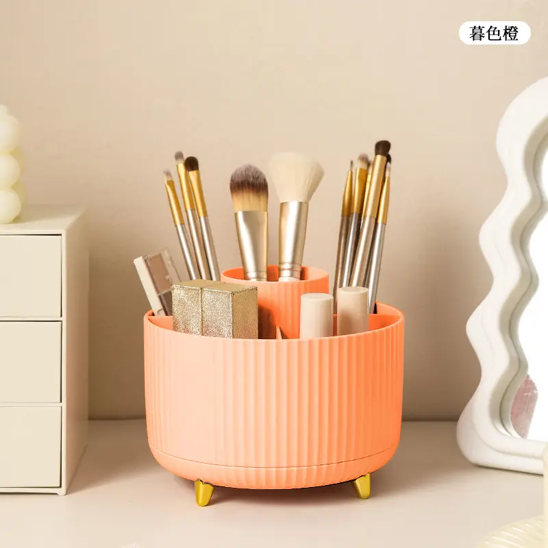 Blue Rotating Makeup Brush Storage Tube for Desk