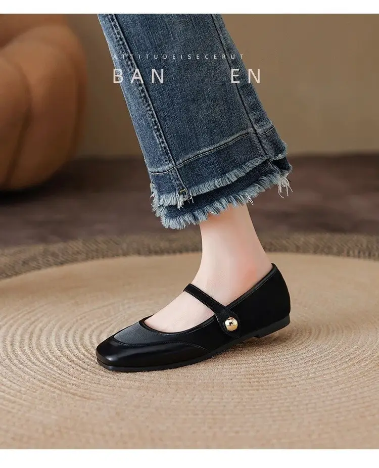 French Style Mary Jane Shoes Women's Flat 2025 Spring New Style Shoes Elegant Red Dress All-match Late and Late Shoes — feature 13