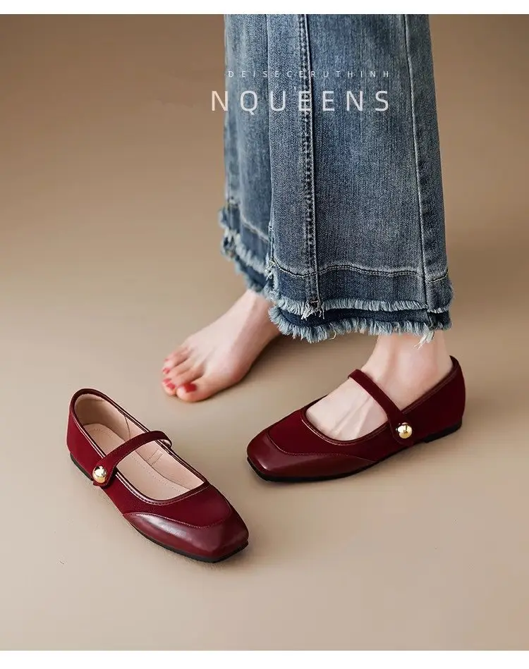 French Style Mary Jane Shoes Women's Flat 2025 Spring New Style Shoes Elegant Red Dress All-match Late and Late Shoes — feature 6