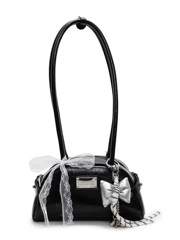 Red Korean Women's Shoulder Bag with Bow Decor - Image 13