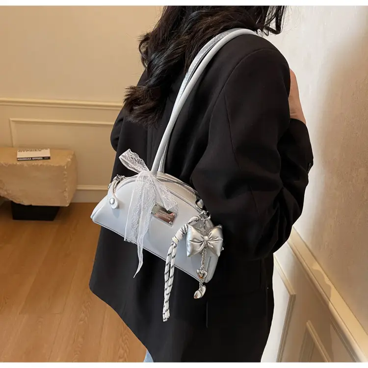 Red Korean Women's Shoulder Bag with Bow Decor — feature 11