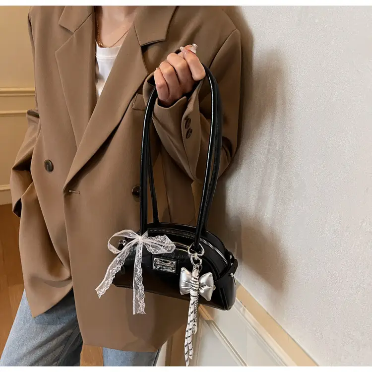 Red Korean Women's Shoulder Bag with Bow Decor — feature 12