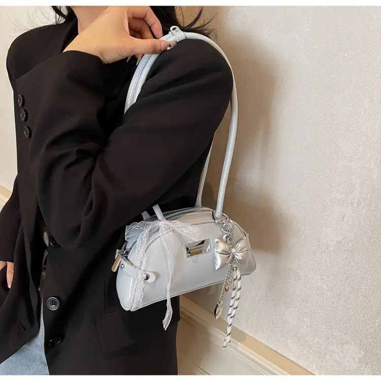 Red Korean Women's Shoulder Bag with Bow Decor — feature 8