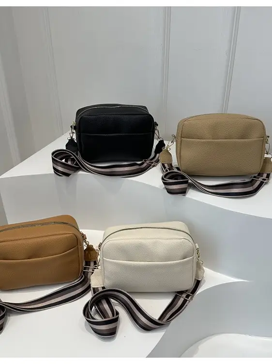 Women's White Square Messenger Bag with Wide Strap - Image 6