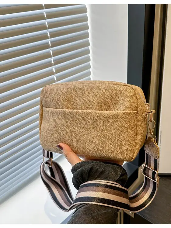 Women's White Square Messenger Bag with Wide Strap - Image 7