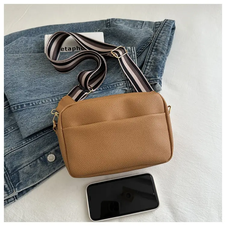 Women's White Square Messenger Bag with Wide Strap — feature 21