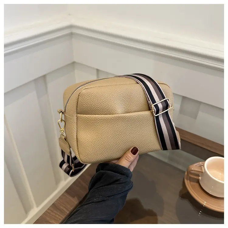 Women's White Square Messenger Bag with Wide Strap — feature 22