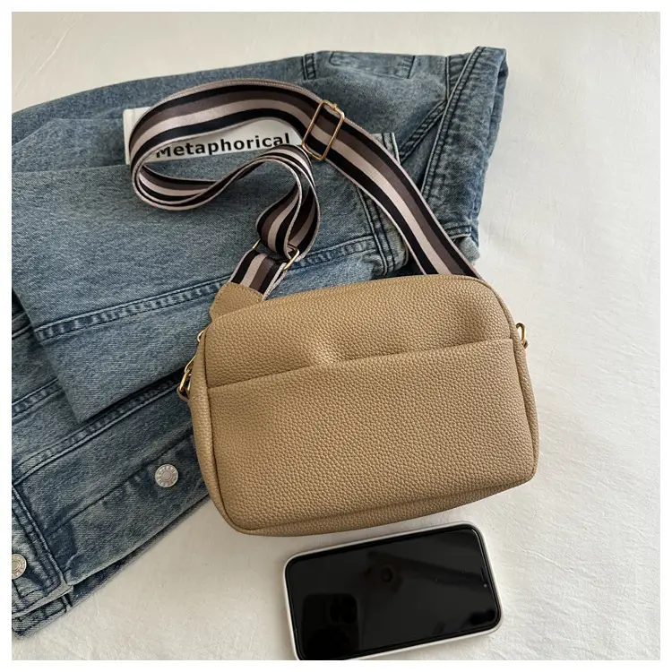 Women's White Square Messenger Bag with Wide Strap — feature 23