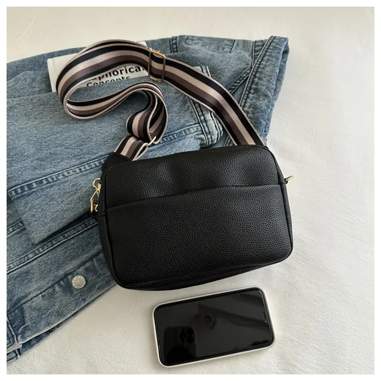 Women's White Square Messenger Bag with Wide Strap — feature 24