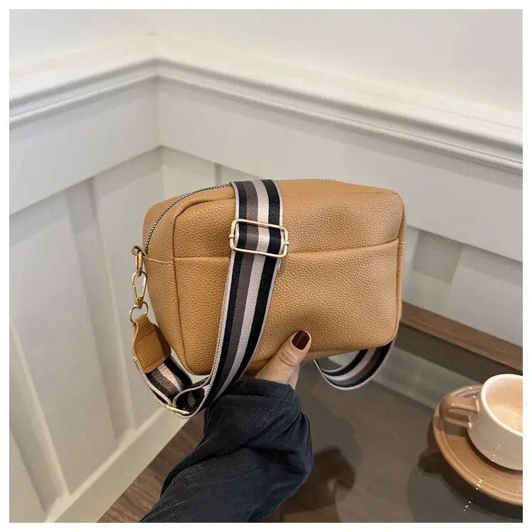 Women's White Square Messenger Bag with Wide Strap — feature 26