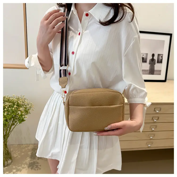 Women's White Square Messenger Bag with Wide Strap — feature 28