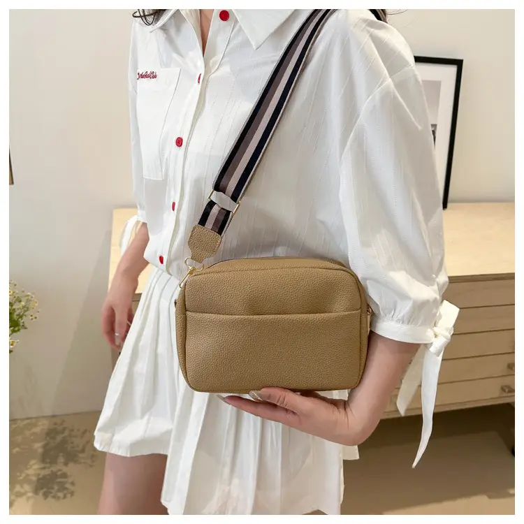 Women's White Square Messenger Bag with Wide Strap — feature 29