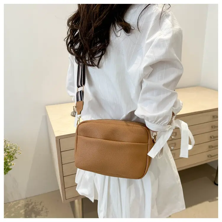 Women's White Square Messenger Bag with Wide Strap — feature 31