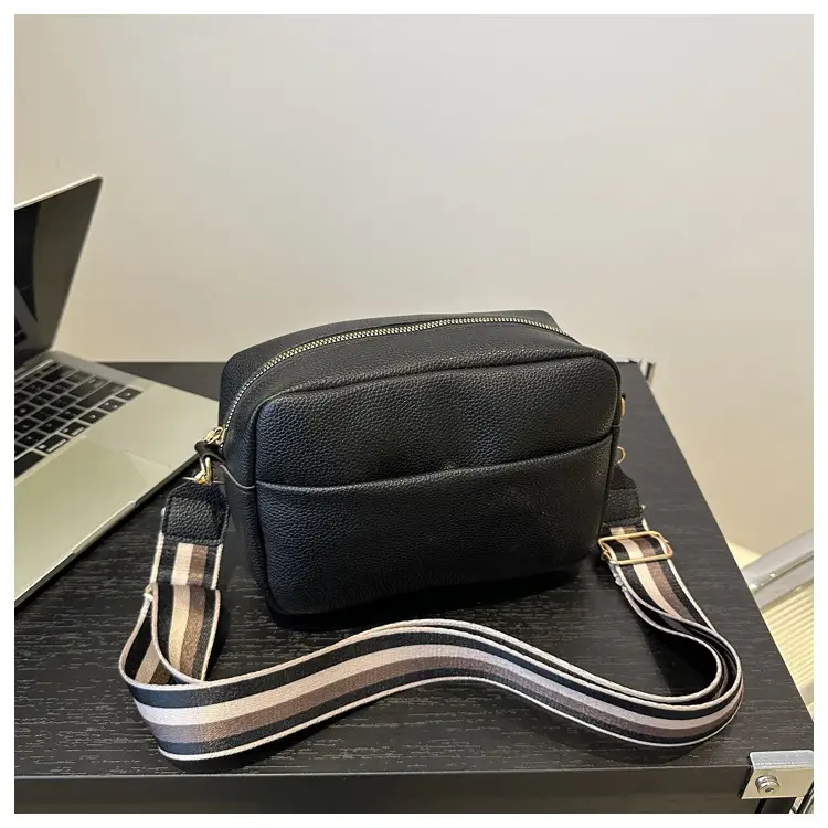 Women's White Square Messenger Bag with Wide Strap — feature 8