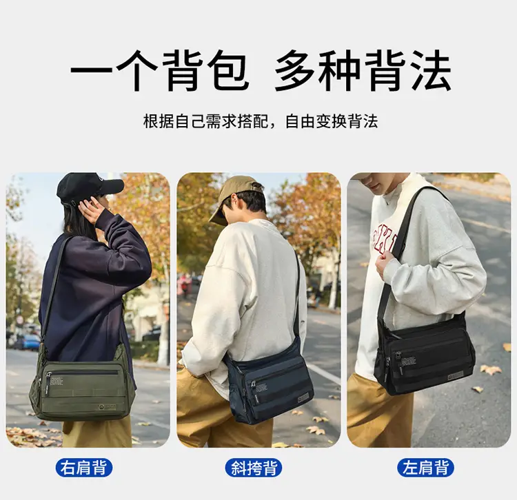 New Men's Water-Repellent Shoulder Bag Black — feature 13