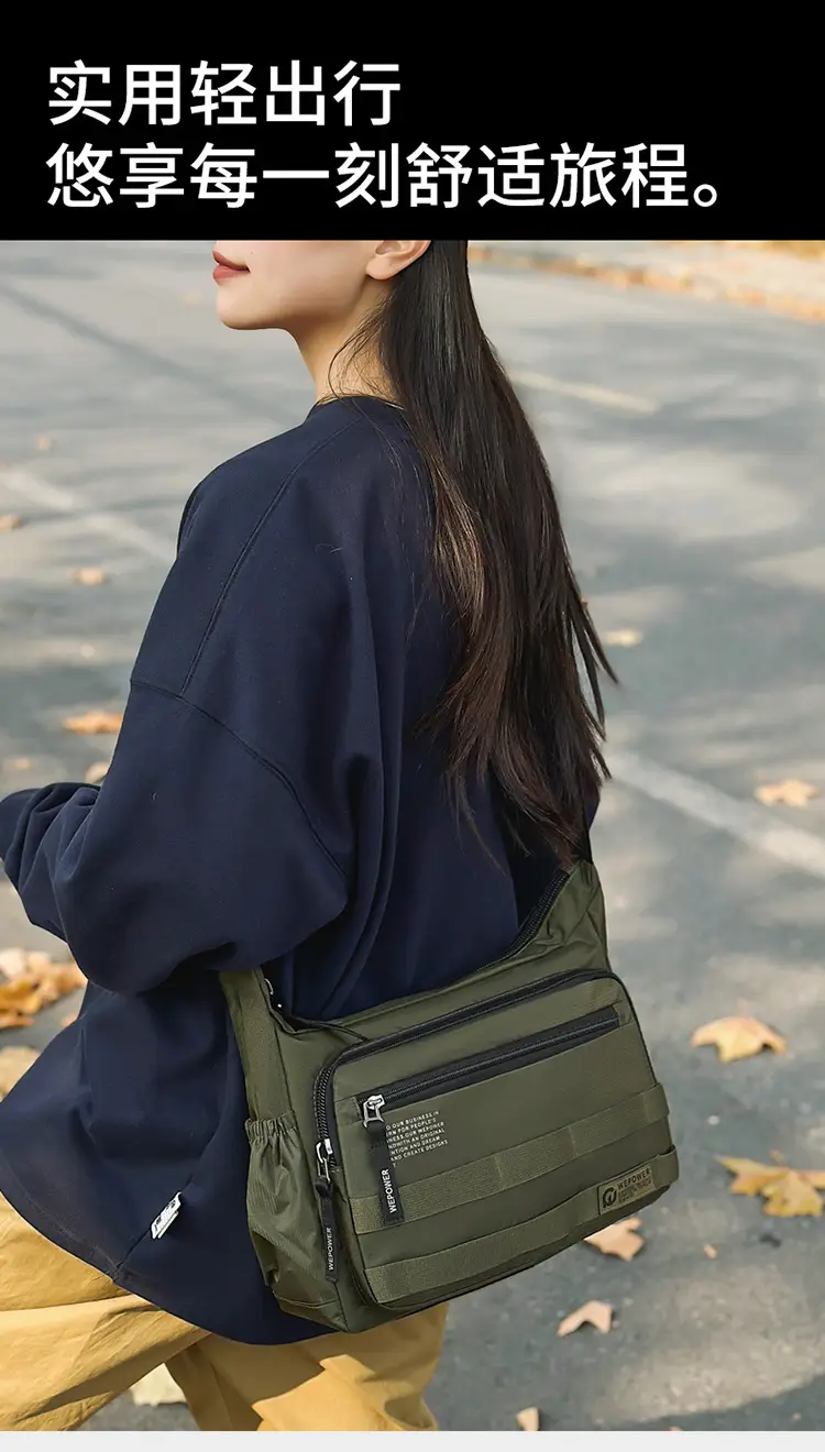 New Men's Water-Repellent Shoulder Bag Black — feature 15