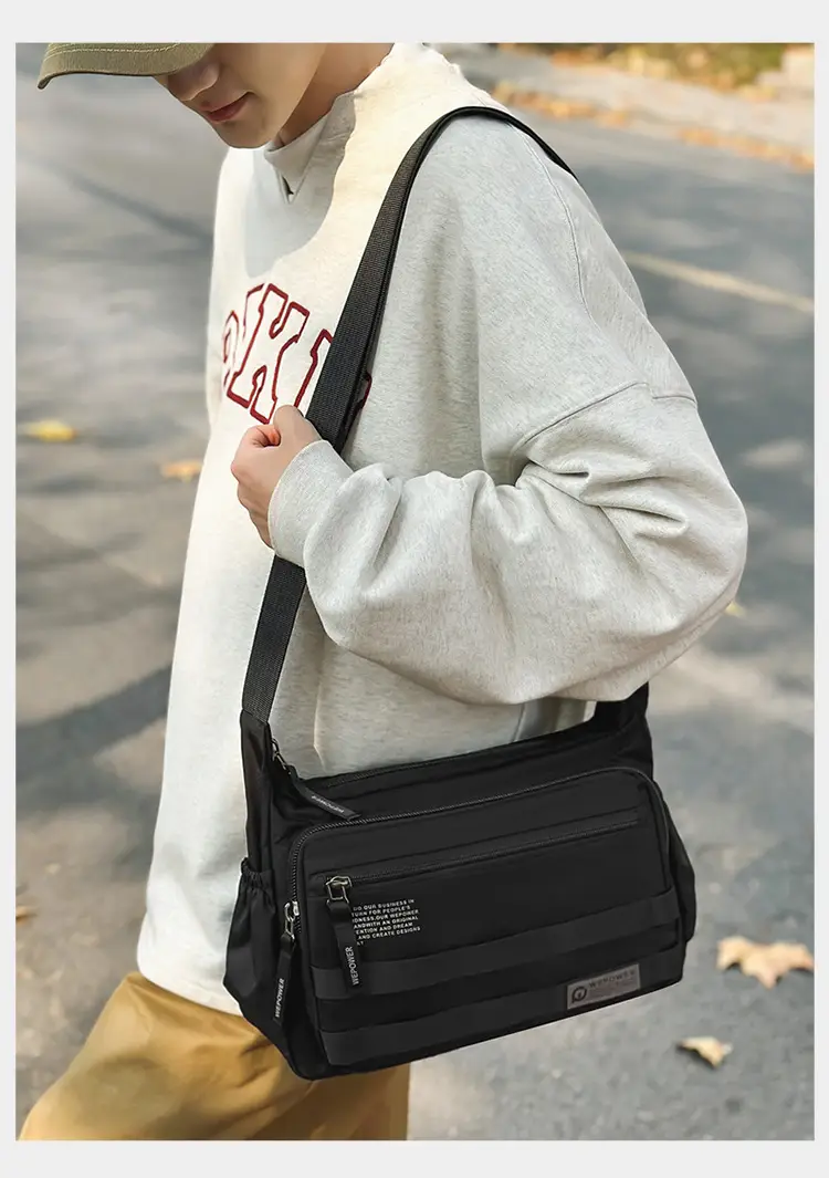 New Men's Water-Repellent Shoulder Bag Black — feature 20