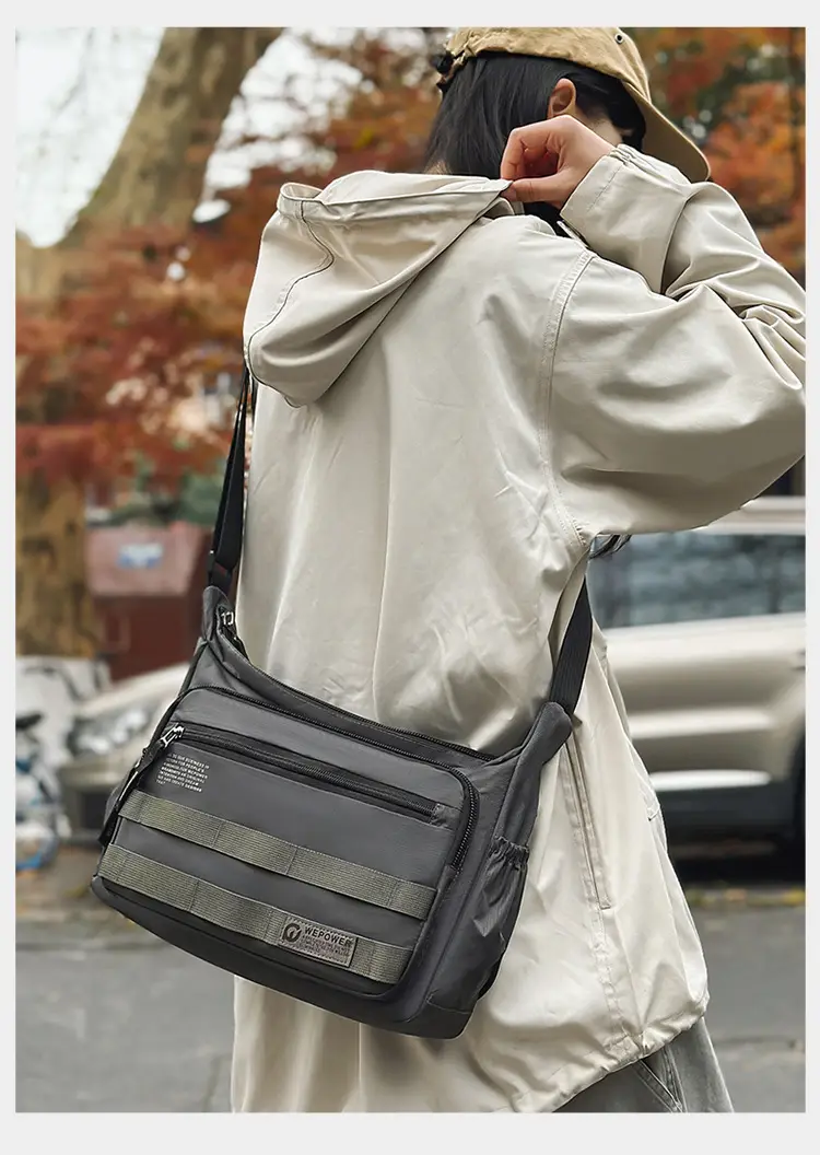 New Men's Water-Repellent Shoulder Bag Black — feature 21