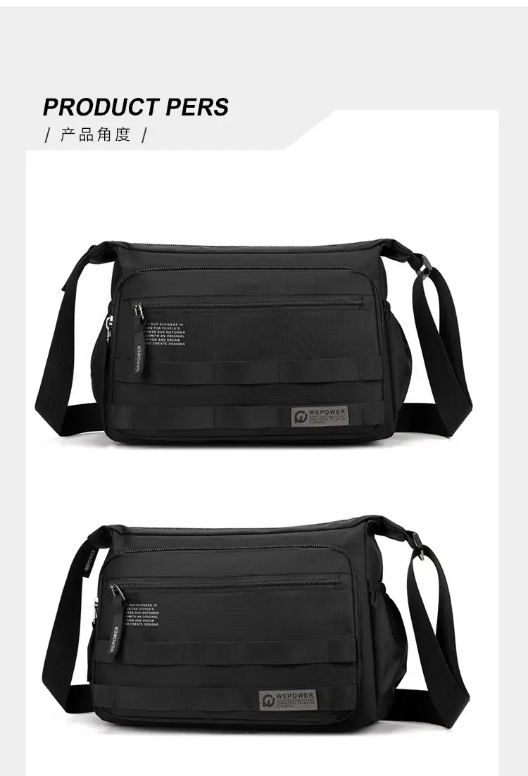 New Men's Water-Repellent Shoulder Bag Black — feature 25