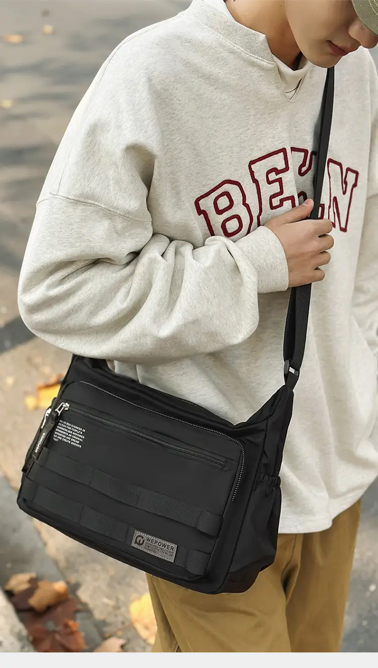 New Men's Water-Repellent Shoulder Bag Black — feature 6