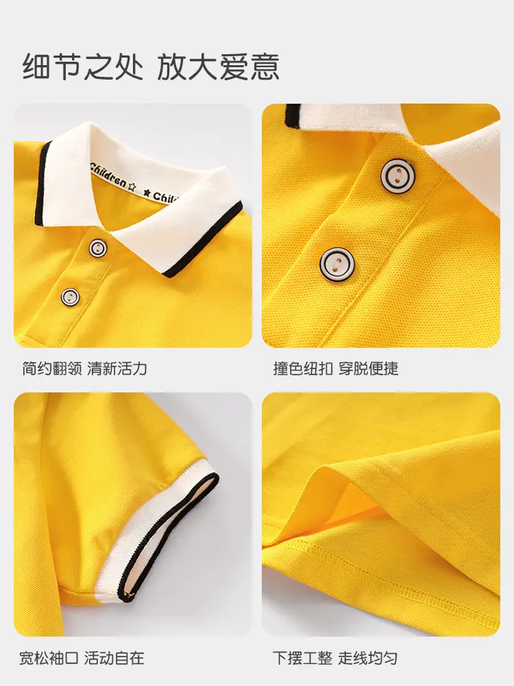 Boy's White Polo Shirt Summer New Kids Short Sleeve