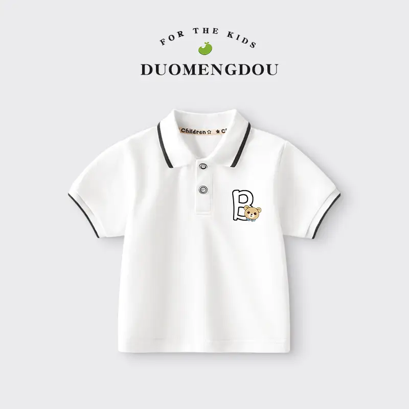 Boy's White Polo Shirt Summer New Kids Short Sleeve