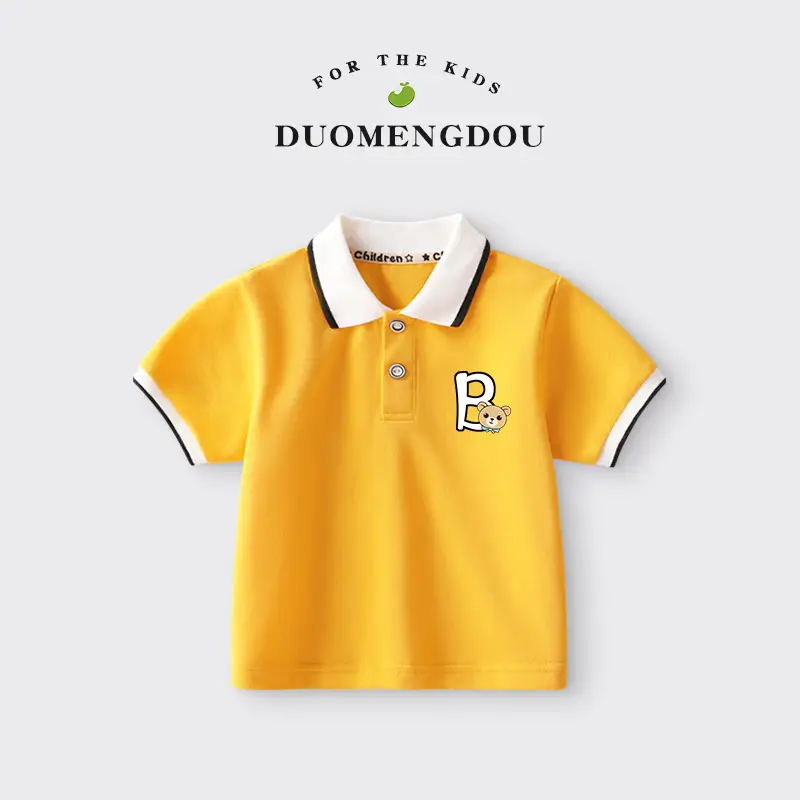 Boy's White Polo Shirt Summer New Kids Short Sleeve
