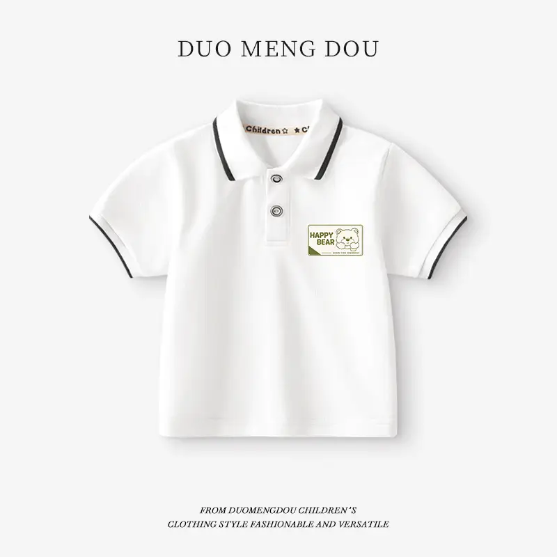Boy's White Polo Shirt Summer New Kids Short Sleeve