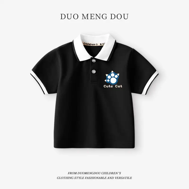 Boy's White Polo Shirt Summer New Kids Short Sleeve