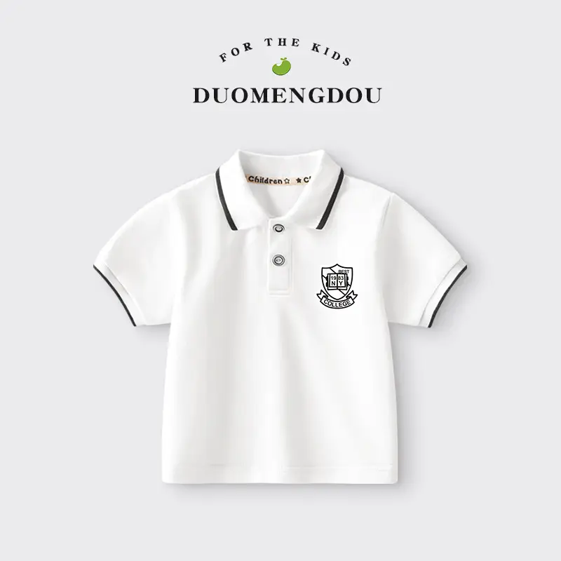 Boy's White Polo Shirt Summer New Kids Short Sleeve
