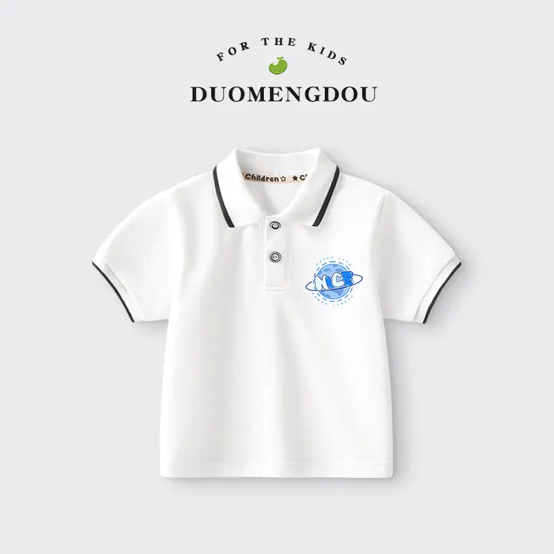 Boy's White Polo Shirt Summer New Kids Short Sleeve