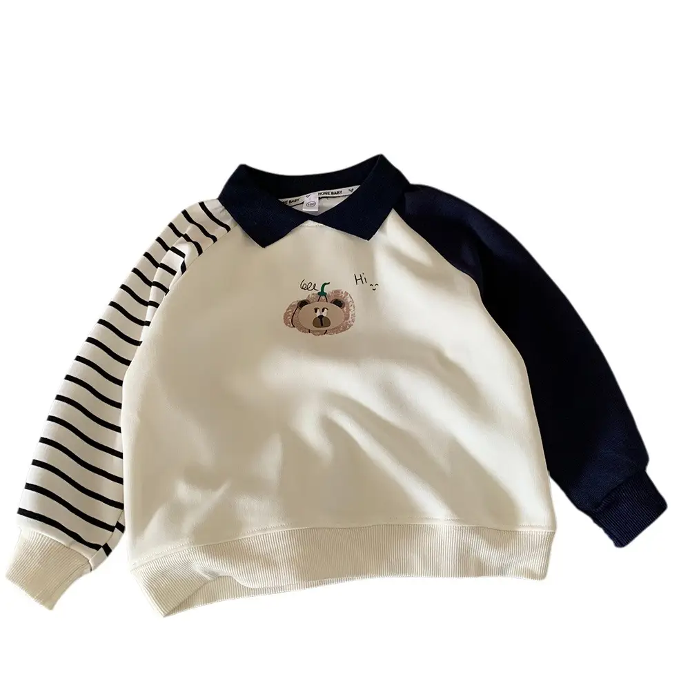 Boys Raglan Long Sleeve Polo Shirt White Blue 2025 - Image 6