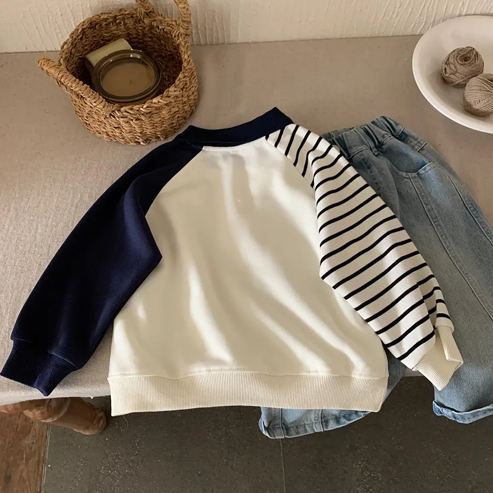 Boys Raglan Long Sleeve Polo Shirt White Blue 2025 — feature 7