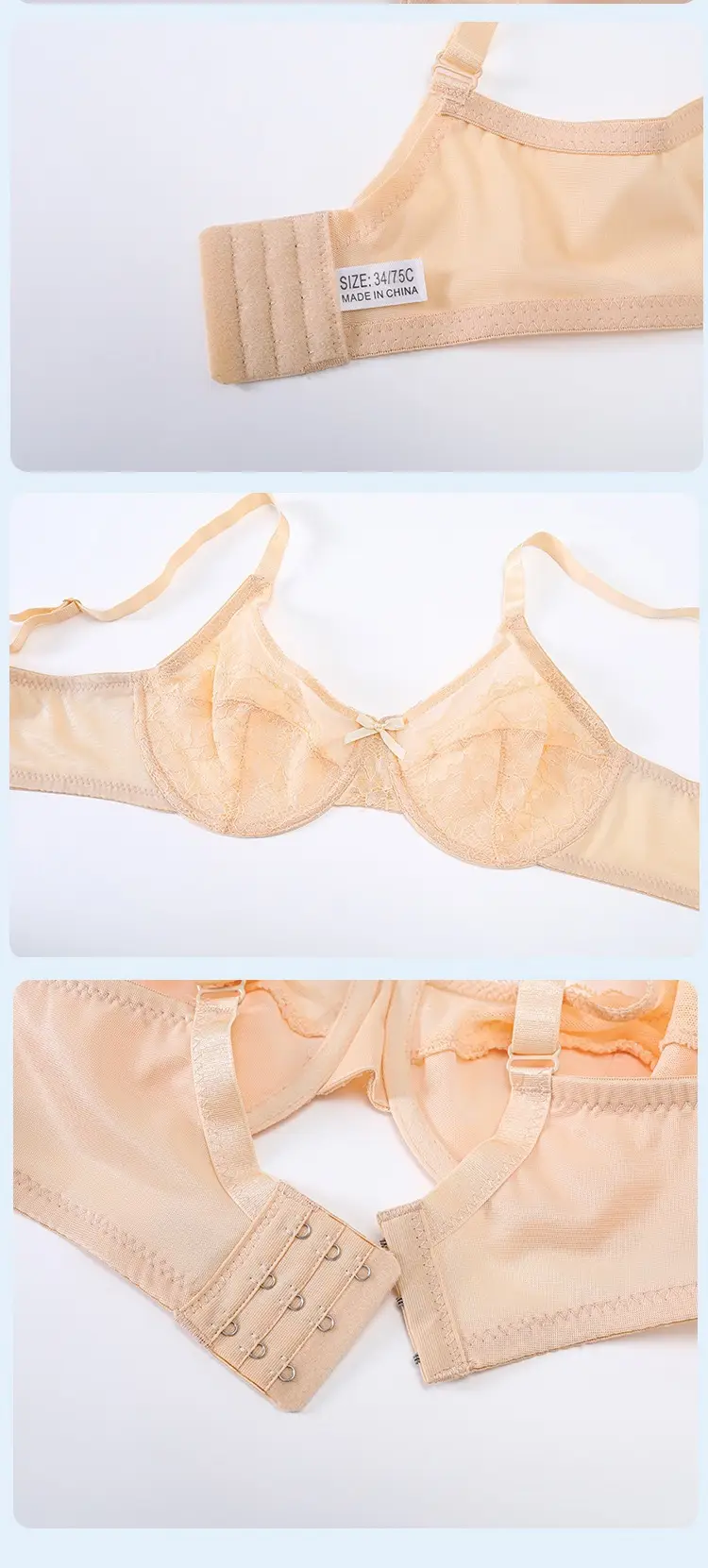 Cross-border French Sexy Lace Bra Plus Size Ultra-Thin Mesh Gathered Breathable Bra — feature 15