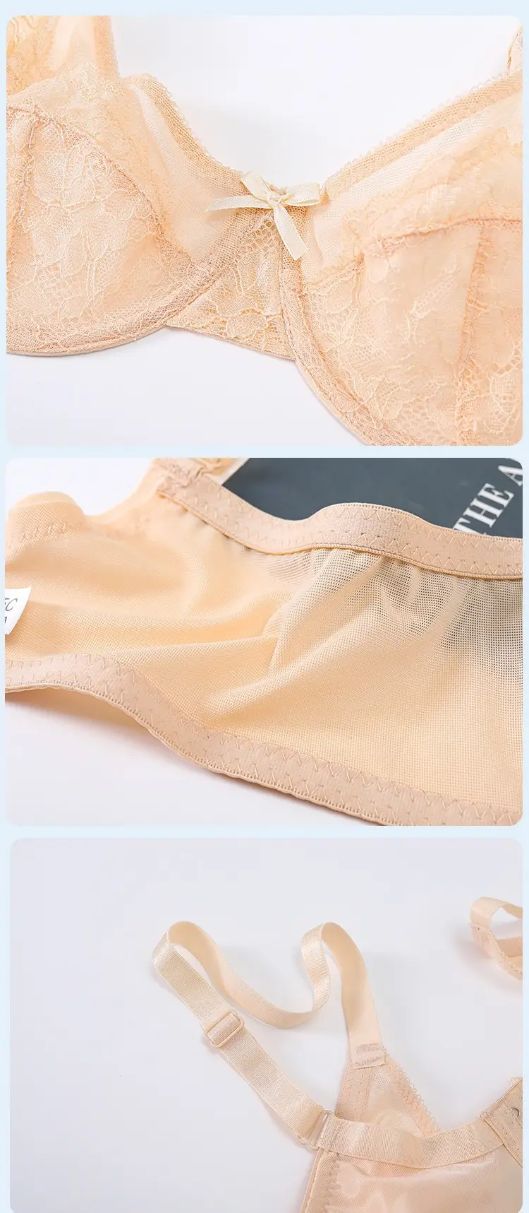 Cross-border French Sexy Lace Bra Plus Size Ultra-Thin Mesh Gathered Breathable Bra — feature 16