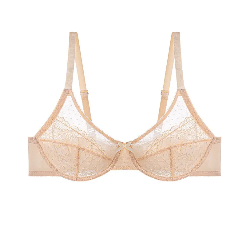 Cross-border French Sexy Lace Bra Plus Size Ultra-Thin Mesh Gathered Breathable Bra - Image 3